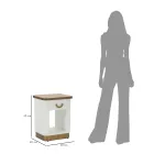 Comodino in Legno Decorato con Linee in Rilievo con Cassetto e Ripiano - Rachel Viadurini