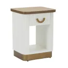 Comodino in Legno Decorato con Linee in Rilievo con Cassetto e Ripiano - Rachel Viadurini