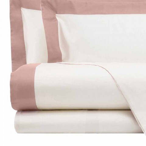 completo lenzuola da letto matrimoniale in raso con bordi colorati giacinto
