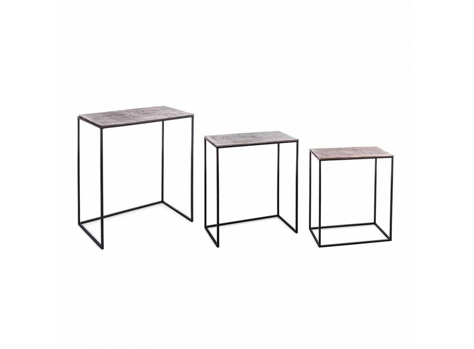Composizione 3 Tavolini da Salotto in Alluminio e Acciaio Homemotion - Salvio