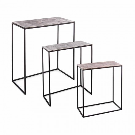 Composizione 3 Tavolini da Salotto in Alluminio e Acciaio Homemotion - Salvio Viadurini