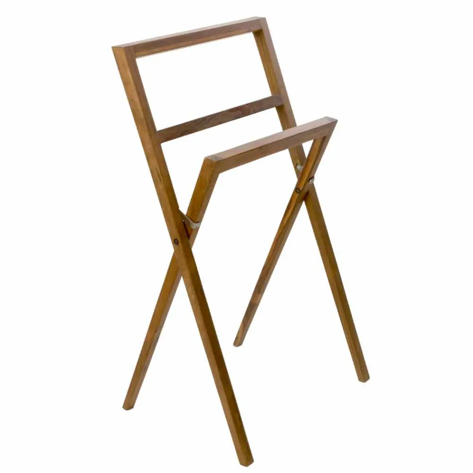 Composizione 4 Mobili Bagno in Legno di Teak e Acciaio Cromato - Beatles Viadurini