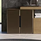 Composizione a Parete Moderna in Finitura Rovere Nodato Nordico e Ferro - Siri Viadurini