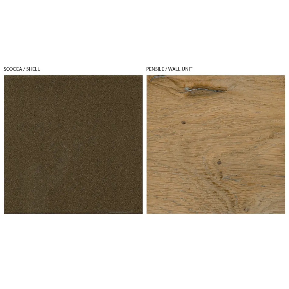 Composizione a Parete Moderna in Finitura Rovere Nodato Nordico e Ferro - Siri Viadurini