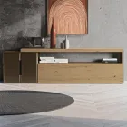 Composizione a Parete Moderna in Finitura Rovere Nodato Nordico e Ferro - Siri Viadurini