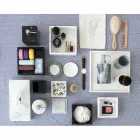 Composizione Accessori da Bagno in Marmo Bianco di Carrara Made in Italy - Tuono Viadurini