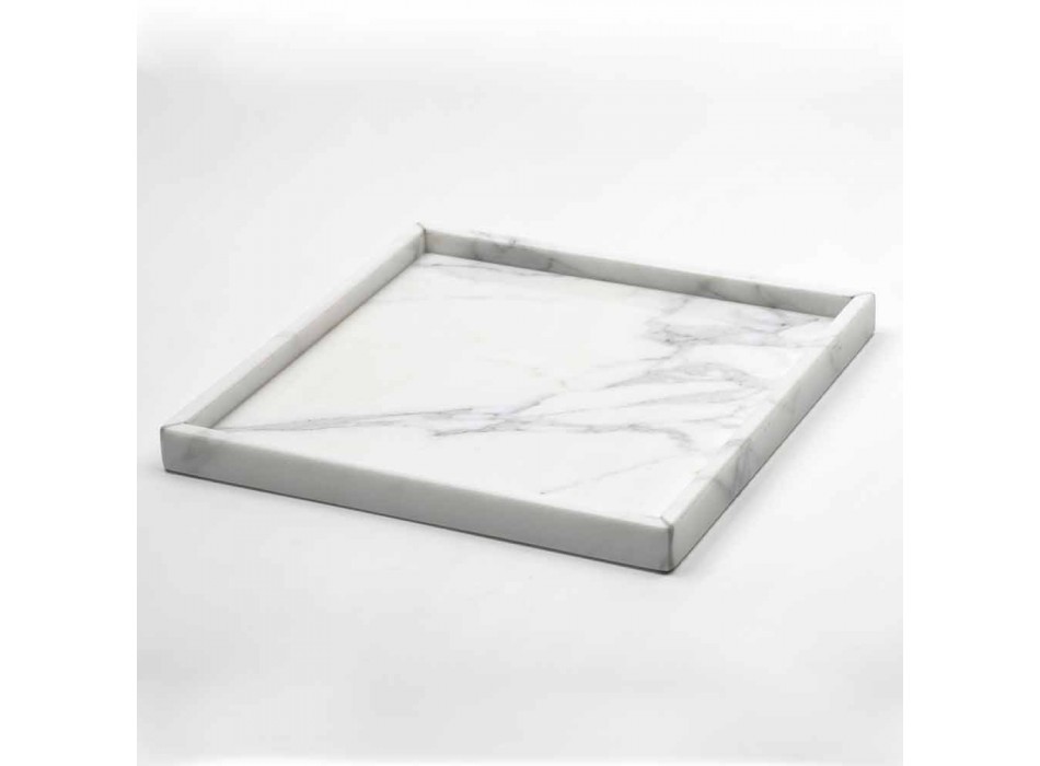 Composizione Accessori da Bagno in Marmo Bianco di Carrara Made in Italy - Tuono