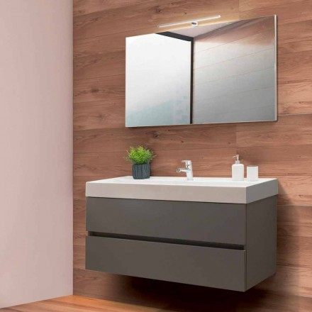 Composizione Arredo Bagno Sospesa in Fenix Grigio – Becky Viadurini