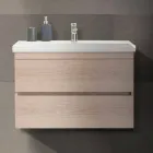 Composizione Arredo Bagno Sospesa in Melaminico Rovere – Becky Viadurini