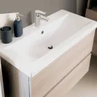 Composizione Arredo Bagno Sospesa in Melaminico Rovere – Becky Viadurini