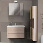 Composizione Arredo Bagno Sospesa in Melaminico Rovere – Becky Viadurini