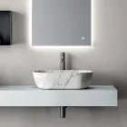 Composizione Bagno Composta da Mensola con Lavabo, Pensili e Specchio - Velaria Viadurini