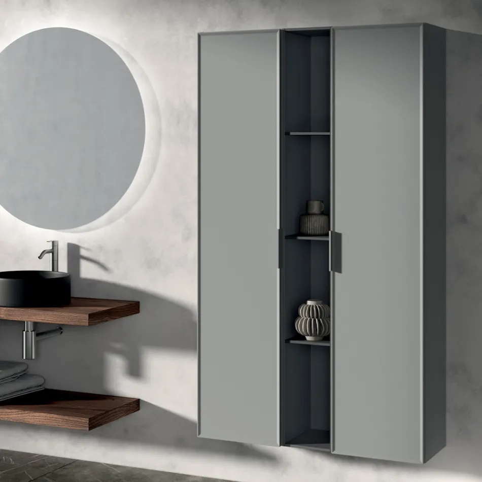 Composizione Bagno Comprensiva di 1 Base con 1 Cassetto, Lavabo e 2 Colonne - Orione Viadurini