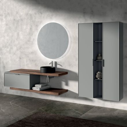 Composizione Bagno Comprensiva di 1 Base con 1 Cassetto, Lavabo e 2 Colonne - Orione Viadurini