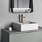 Composizione Bagno Comprensiva di 1 Base con 2 Cassetti, Lavabo e Specchio Led - Orione Viadurini