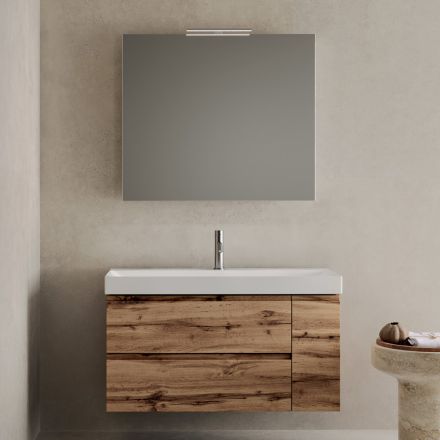 Composizione Bagno Comprensiva di Base con 2 Cassetti e 1 Anta Quercia - Titan Viadurini