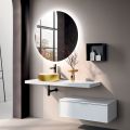 Composizione Bagno Comprensiva di Base con Cassetto, Lavabo, Specchio e Cubo - Orione