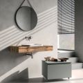 Composizione Bagno Comprensiva di Base con Ruote, Lavabo e Specchio - Titan