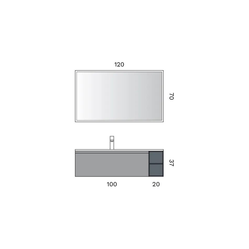 Composizione Bagno con 1 Base con 1 Cassetto e Vano a Giorno e Specchio - Titan Viadurini