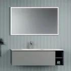 Composizione Bagno con 1 Base con 1 Cassetto e Vano a Giorno e Specchio - Titan Viadurini
