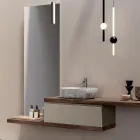 Composizione Bagno con 1 Cassetto, 2 Mensole in Quercia, Lavabo e Specchio - Titan Viadurini