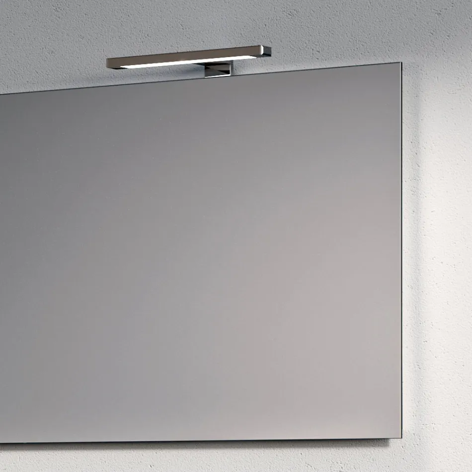 Composizione Bagno con 1 Cassetto Bianco, Specchio e Mensola Hpl Marquina - Velaria Viadurini