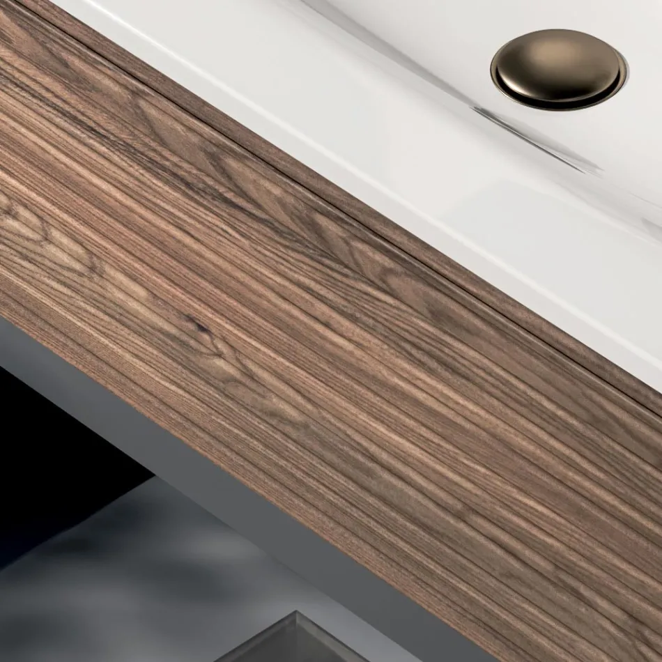 Composizione Bagno con 2 Cassetti, 2 Vani a Giorno e Lavabo - Elios Viadurini