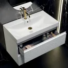 Composizione Bagno con 2 Cassetti Bianco Opaco, Lavabo e Specchio - Elios Viadurini