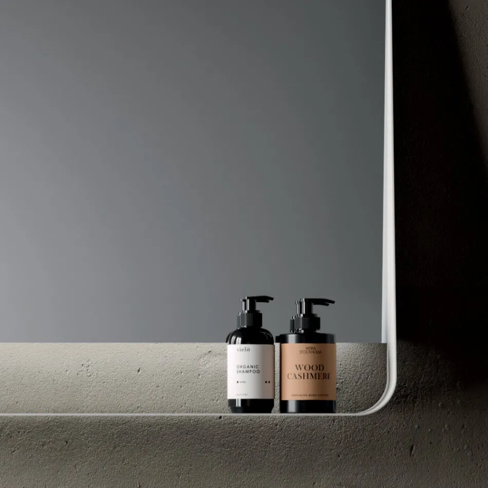 Composizione Bagno con 2 Cassetti e 2 Vani a Giorno, Specchio e Lavabo - Magnolia Viadurini