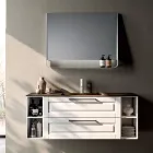 Composizione Bagno con 2 Cassetti e 2 Vani a Giorno, Specchio e Lavabo - Magnolia Viadurini