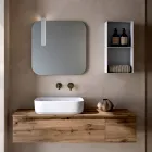 Composizione Bagno con 2 Cassetti in Quercia, Lavabo in Ceramica e Specchio - Titan Viadurini