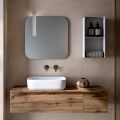 Composizione Bagno con 2 Cassetti in Quercia, Lavabo in Ceramica e Specchio - Titan