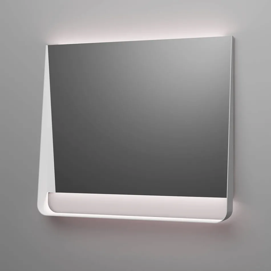 Composizione Bagno con 2 Cassetti, Lavabo Bianco, Specchio e Pensile - Elios Viadurini