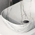 Composizione Bagno con 2 Cassetti, Lavabo in Ceramica Calacatta e Specchio - Orione Viadurini