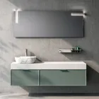 Composizione Bagno con 2 Cassetti, Lavabo in Ceramica Calacatta e Specchio - Orione Viadurini