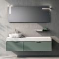 Composizione Bagno con 2 Cassetti, Lavabo in Ceramica Calacatta e Specchio - Orione