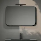 Composizione Bagno con 2 Cassetti, Lavabo in Vetro Grigio e Specchio - Elios Viadurini