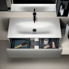 Composizione Bagno con 2 Cassetti, Pensile, Colonna e Specchio - Titan Viadurini