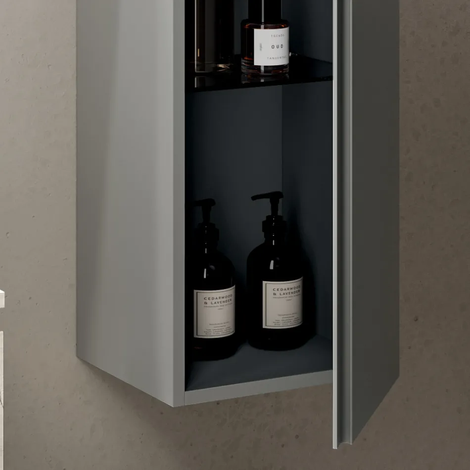 Composizione Bagno con 2 Cassetti, Pensile, Colonna e Specchio - Titan Viadurini