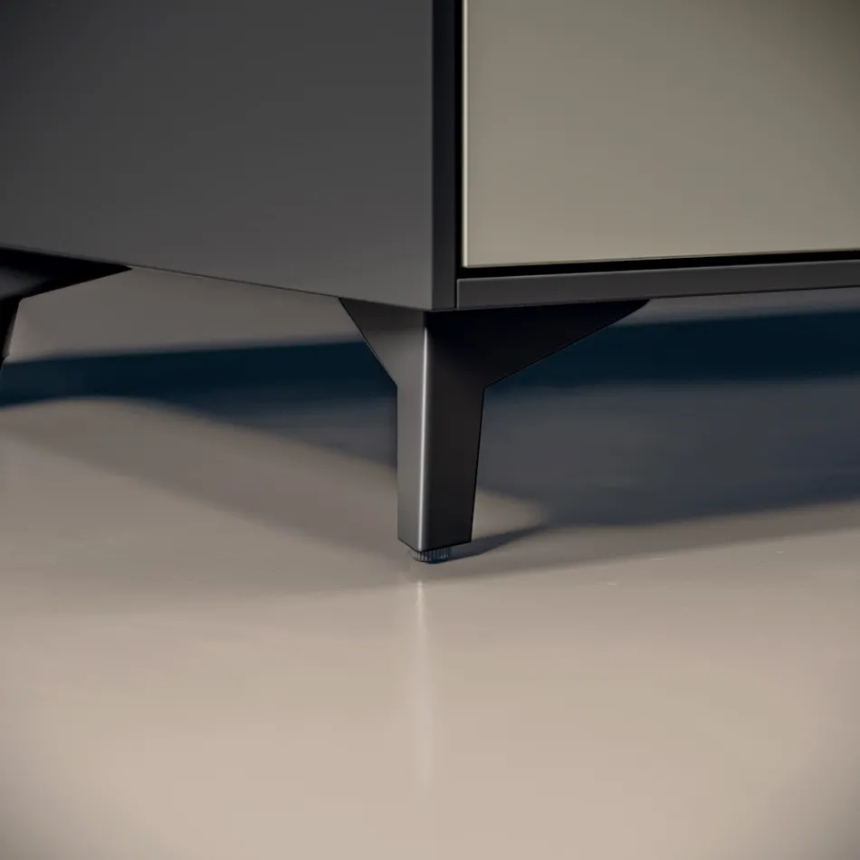 Composizione Bagno con 3 Cassetti Tortora Opachi, Specchio e Lavabo - Velaria Viadurini