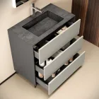 Composizione Bagno con 3 Cassetti Tortora Opachi, Specchio e Lavabo - Velaria Viadurini
