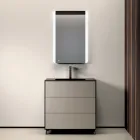 Composizione Bagno con 3 Cassetti Tortora Opachi, Specchio e Lavabo - Velaria Viadurini