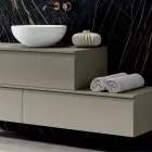 Composizione Bagno con 4 Cassetti, 2 Lavabi in Ceramica e Specchio - Titan Viadurini