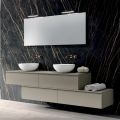 Composizione Bagno con 4 Cassetti, 2 Lavabi in Ceramica e Specchio - Titan
