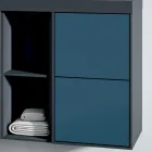 Composizione Bagno con 4 Cassetti Blu Avio, Specchio e Lavabo - Velaria Viadurini