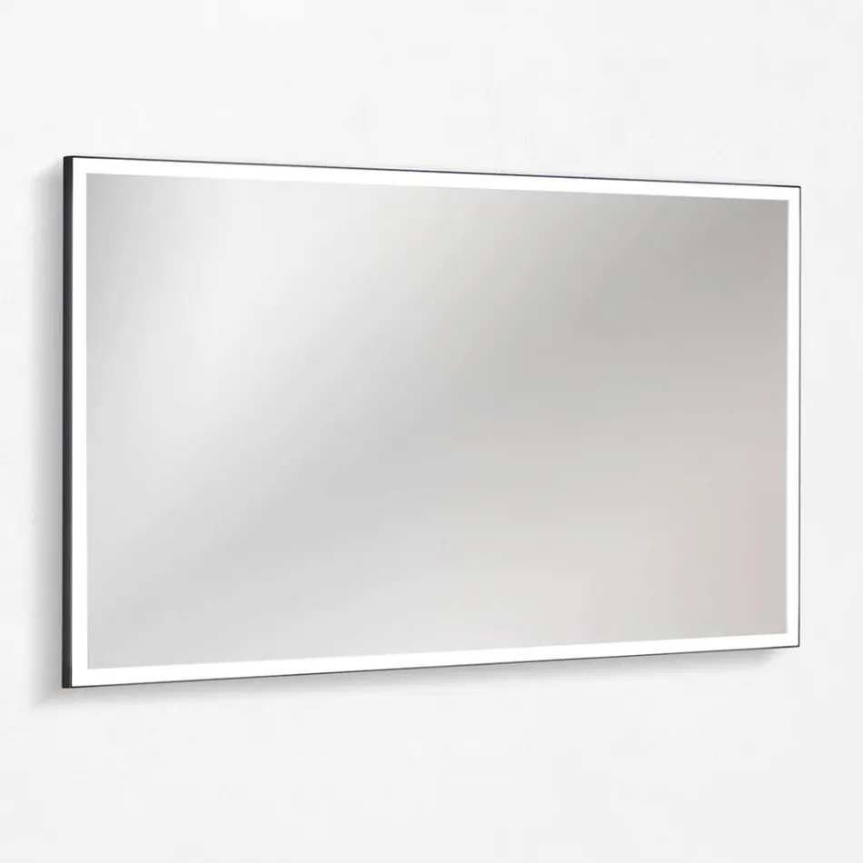 Composizione Bagno con 4 Cassetti Blu Avio, Specchio e Lavabo - Velaria Viadurini