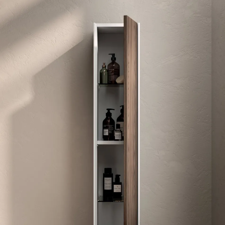 Composizione Bagno con 4 Cassetti in Rovere Rio, Specchio e Lavabo - Velaria Viadurini