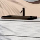 Composizione Bagno con 4 Cassetti, Lavabo in Ceramica Nero e Specchio - Elios Viadurini