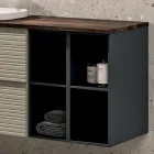 Composizione Bagno con 4 Cassetti, Lavabo, Specchio e Vani a Giorno - Elios Viadurini