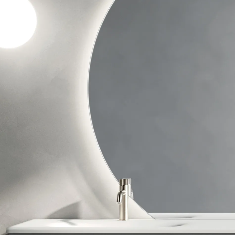 Composizione Bagno con Cassetti, Lavabo in Ceramica e Specchio Led - Elios Viadurini